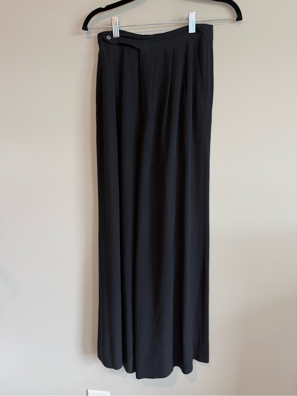 Ralph Lauren Black Wide-Leg Silk Trouser Pants US 6 / UK 10 - Picture 2 of 15